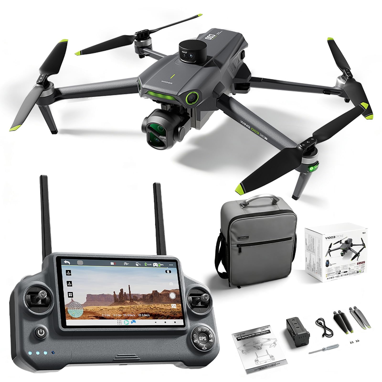 TODAMU Professional Drone with Camera for Adults, 6KM Long Range, 6.3” Screen Controller, 3-Axis Brushless Gimbal, 8K Image, AI Obstacle Avoidance, Payload Dropper, 5G Transmission