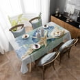 thumbnail image 4 of Blue Coastal Starfish Rectangle Tablecloth, Grey Sage Green Nautical Coral Summer Waterproof & StainResistant Tablecloth, Washable Oil-proof Table Cover for Dining/Party/Wedding/Buffet 60x84 In, 4 of 9