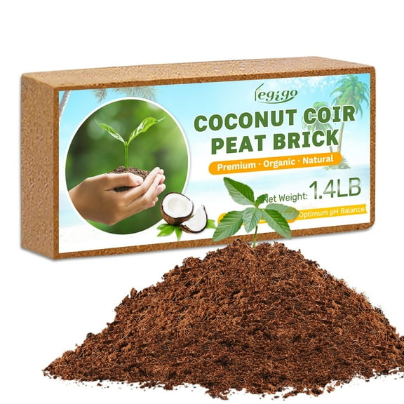 Pack of 1 Organic Coco Coir Bricks- 100% Natural Compressed Coco Peat Brick Coconut Fiber Substrate with Low EC& pH Balance, Coir Plant Soil Enhance Root Growth for Herbs, Flowers, House Plants