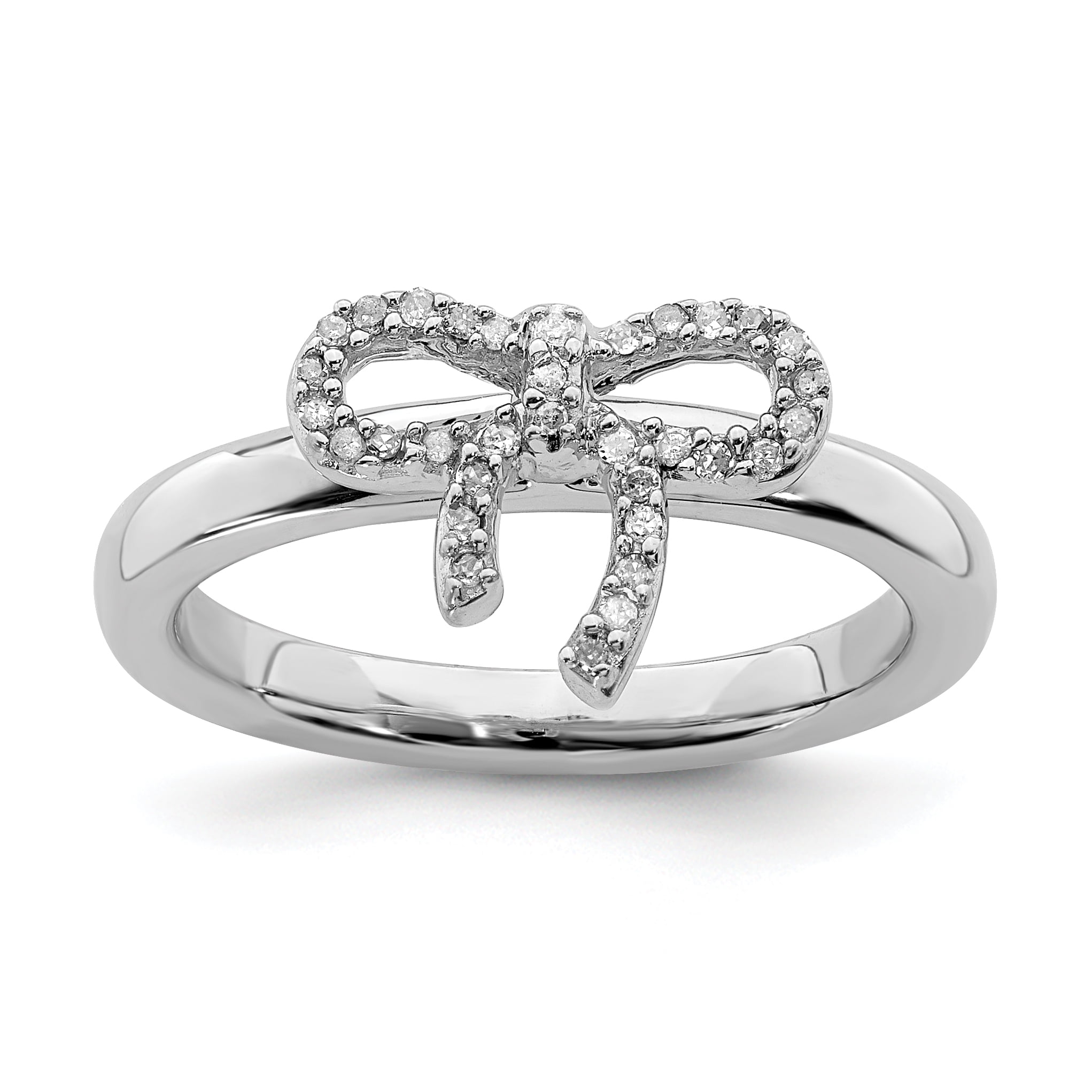 Sterling Silver Eternity Ring Solid Polished Rhodium 2.25 mm 2.25 mm Stackable Expressions Diamond Ring