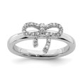 thumbnail image 1 of 925 Sterling Silver Bow Diamond Stackable Ring Fancy, 1 of 8