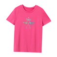 thumbnail image 3 of Camiseta de mujer moda de verano camisa de cuello redondo femenina para viaje de compras de trabajo Rosa Rosa, 3 of 7