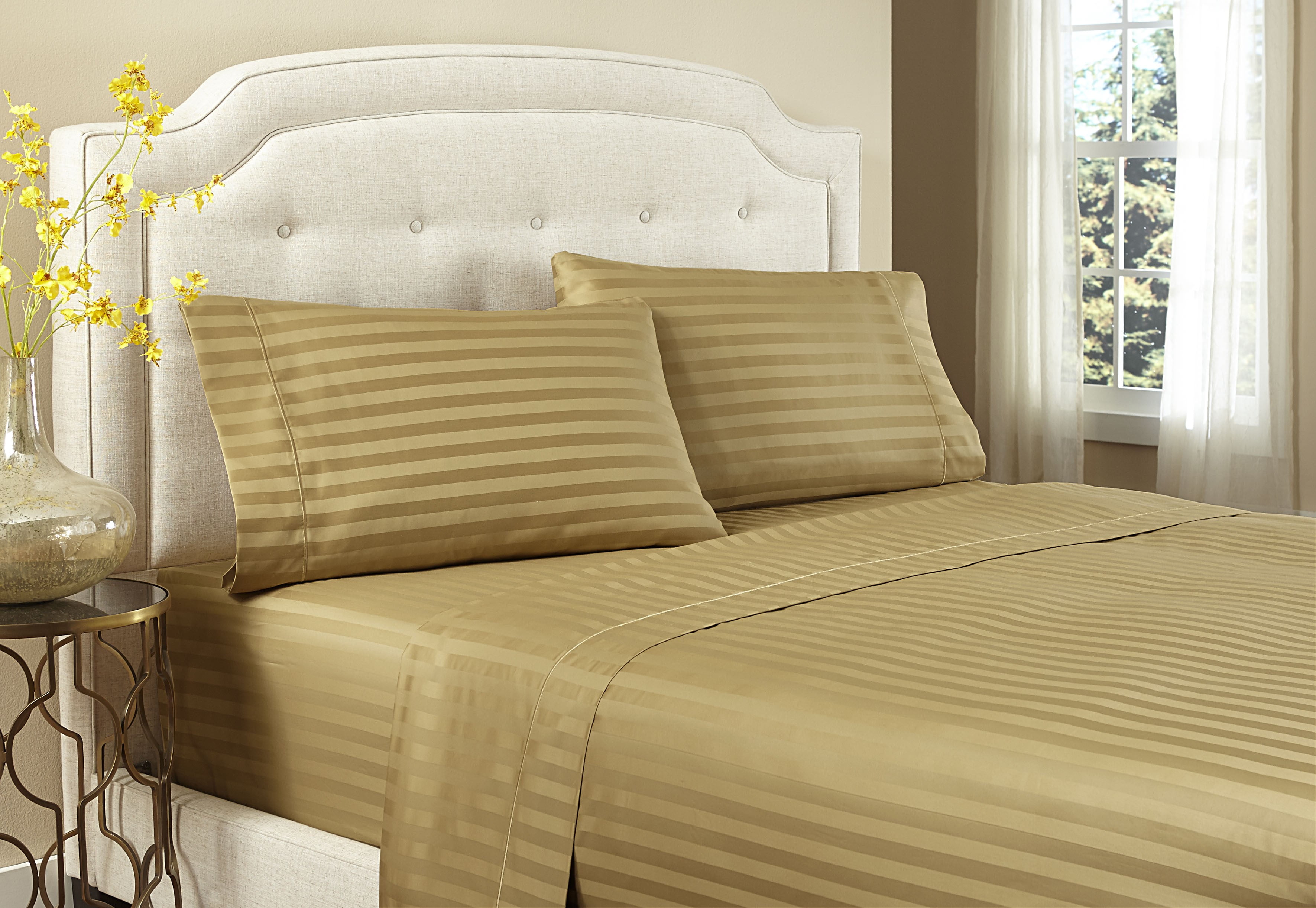 500 Thread Count Cotton King Pillow Case Set (Set of 2), Praire Gold