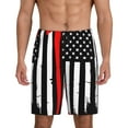 thumbnail image 2 of Rocae Firefighters USA Flag for Men's Soft Sleep Pajama Shorts, Waistband and Pockets, 2 of 9