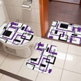 thumbnail image 4 of Purple Black Geometric Bath Mat 3 Piece Bathroom Rug Set, Minimalist Stripes Abstract Art Non Slip Bath Rug Contour Mat and Toilet Lid Cover, Absorbent Shower Mats Soft Bath Rugs and Mats Sets, 4 of 8