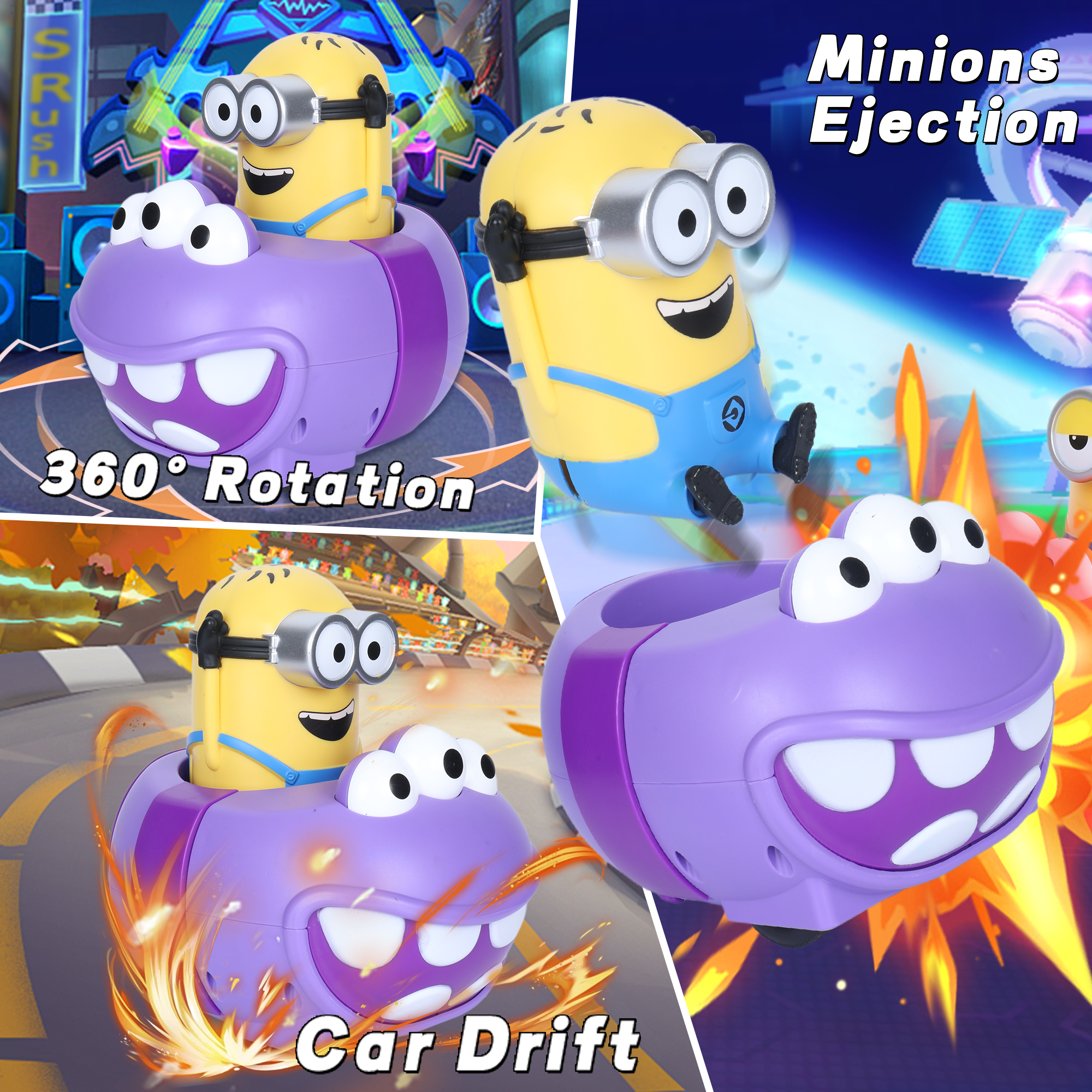 YOLOPARK Minions Remote Control Car,Despicable Me RC Phil Bumper Cars with Light & Sound Effect, Christmas Birthday Gifts for Ages 3+ Year Old