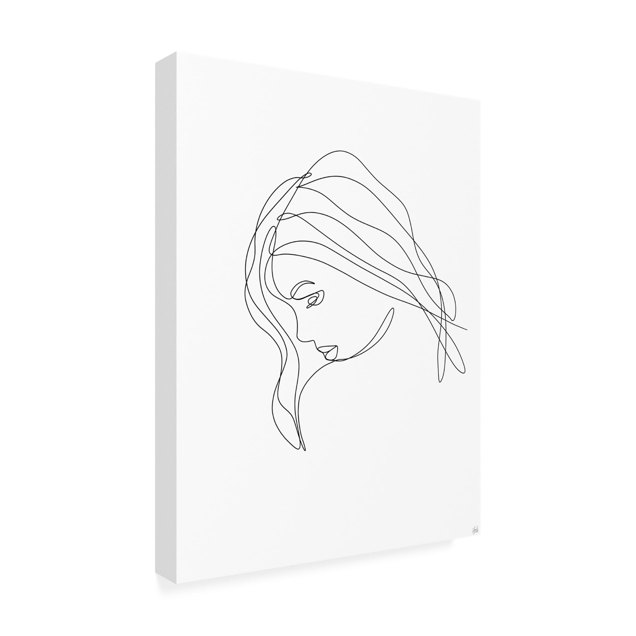 Canvas Wall Art - Line and Brush 'Line Lady Portrait 4' Wall Art for Living Room, Bedroom, or Office Décor by Trademark Fine Art - 14 x 19 Inches