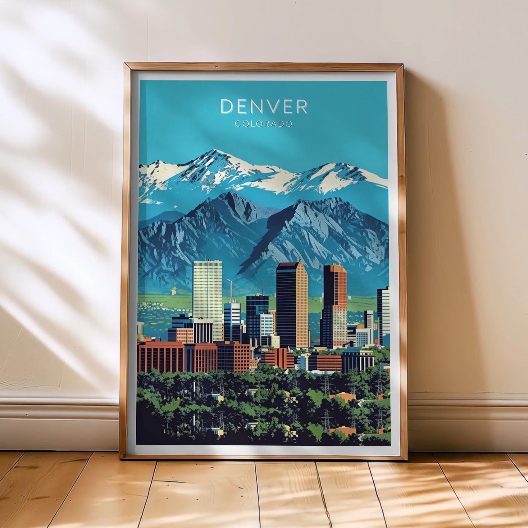 Denver Travel Featuring And Denver USA Vintage Art Vintage Travel Wall Art Poster , Poster Print Only