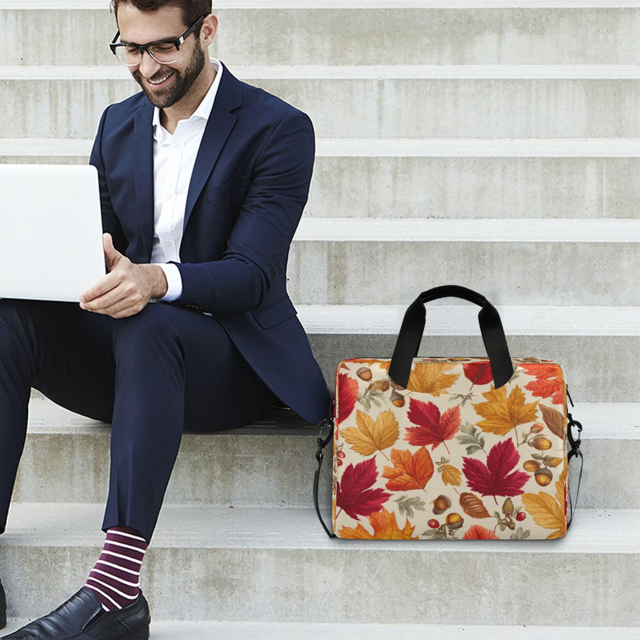 Laptop Bag Laptop Briefcase 15.7 x 3 x 11.8 Inches Laptop Bag Briefcases Laptop Storage Travel Laptop Bag Work Laptop Bag Yellow Leaves