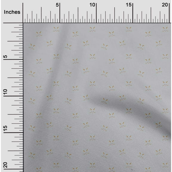 oneOone Organic Cotton Poplin Twill Fabric Cat Face Animal Printed Fabric 1 Yard 42 Inch Wide