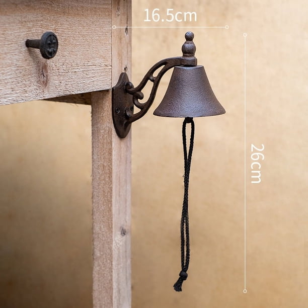 Campana colgante para cena, soporte para exteriores, montaje en pared, campana de cuerda interior, barco/náutico/puerta/escuela/recepción/hogar/campana de iglesia