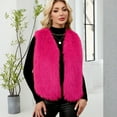thumbnail image 4 of Stichou Women's Fuzzy Faux Fur Sleeveless Vest Teddy Coats Open Front Plush Waistcoat Outerwear Hot Pink XL, 4 of 5