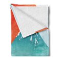 thumbnail image 2 of Wave Soft Flannel Fleece Throw Blanket, Image Japanese Far Eastern Nature Sun Ocean and Mountain, Cozy Plush for Indoor and Outdoor Use, 50" x 60", Vermilion Seafoam, by Ambesonne, 2 of 5