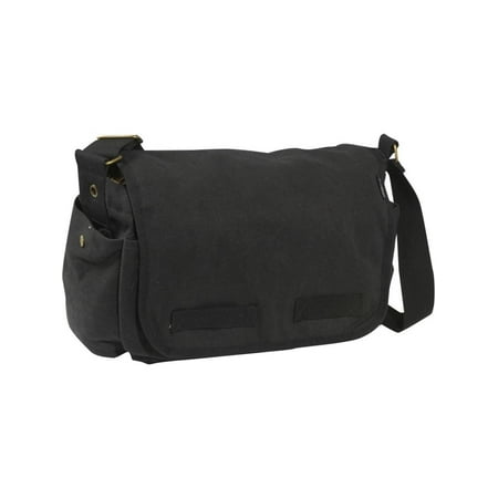 Everest Small Cotton Canvas Messenger Bag- Black