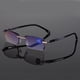 thumbnail image 3 of Gafas de lectura sin montura con borde de diamante, antiazul, de una sola pieza, gafas de lectura para hombre, de metal, 3 of 4