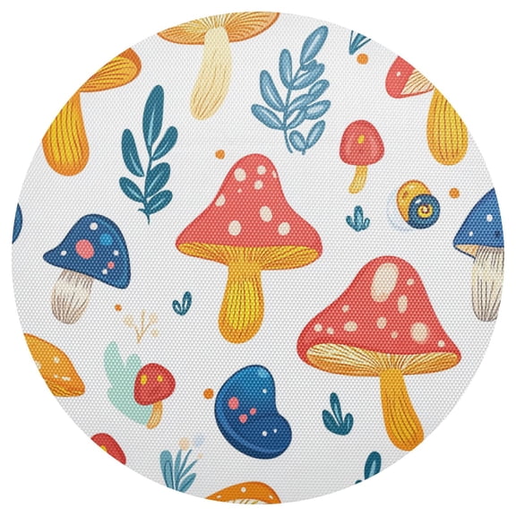 Mushroom Pattern 15.4in Diameter PVC Plate Mat, Heat-Resistant and Cuttable, Kitchen Decor