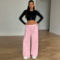 thumbnail image 6 of WULMLEO Women's Shiny Sequin Wide Leg Pants Elastic Waist Sparkly Baggy Pants Pink XL, 6 of 6