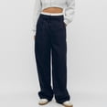 thumbnail image 2 of DHFJKG Women's Striped Casual Suit Pants High Waisted Patchwork Straight Leg Relaxed Fit Pant With Pockets Leisure Trousers, 2 of 8