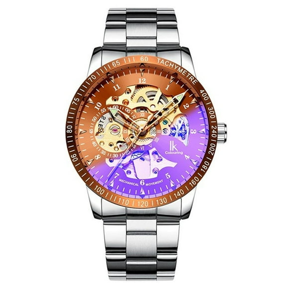 FANMIS Montres Automatiques Décontractées en Acier Inoxydable Squelette Or Rose pour Hommes (Or Rose Argent)