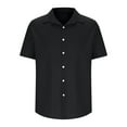thumbnail image 4 of LODIENY Mens Casual Textured T-Shirts Short Sleeve Button Down Dress Shirts Trendy Solid Color Beach Holiday Vacation Tees Shirt Tops Black S, 4 of 9