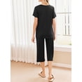 thumbnail image 3 of Avidlove Women's Capri Pajama Sets Short Sleeve Two-Piece Pjs V Neck Tops & Pants Black Lounge Sets S-2XL, 3 of 6