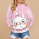 thumbnail image 3 of Sudadera con capucha para mujer, cuello redondo, Y2k, Disney Mary Cat, sudadera con capucha estampada de moda, sudadera con capucha de manga larga para niñas, sudadera de moda con flores, 3 of 5