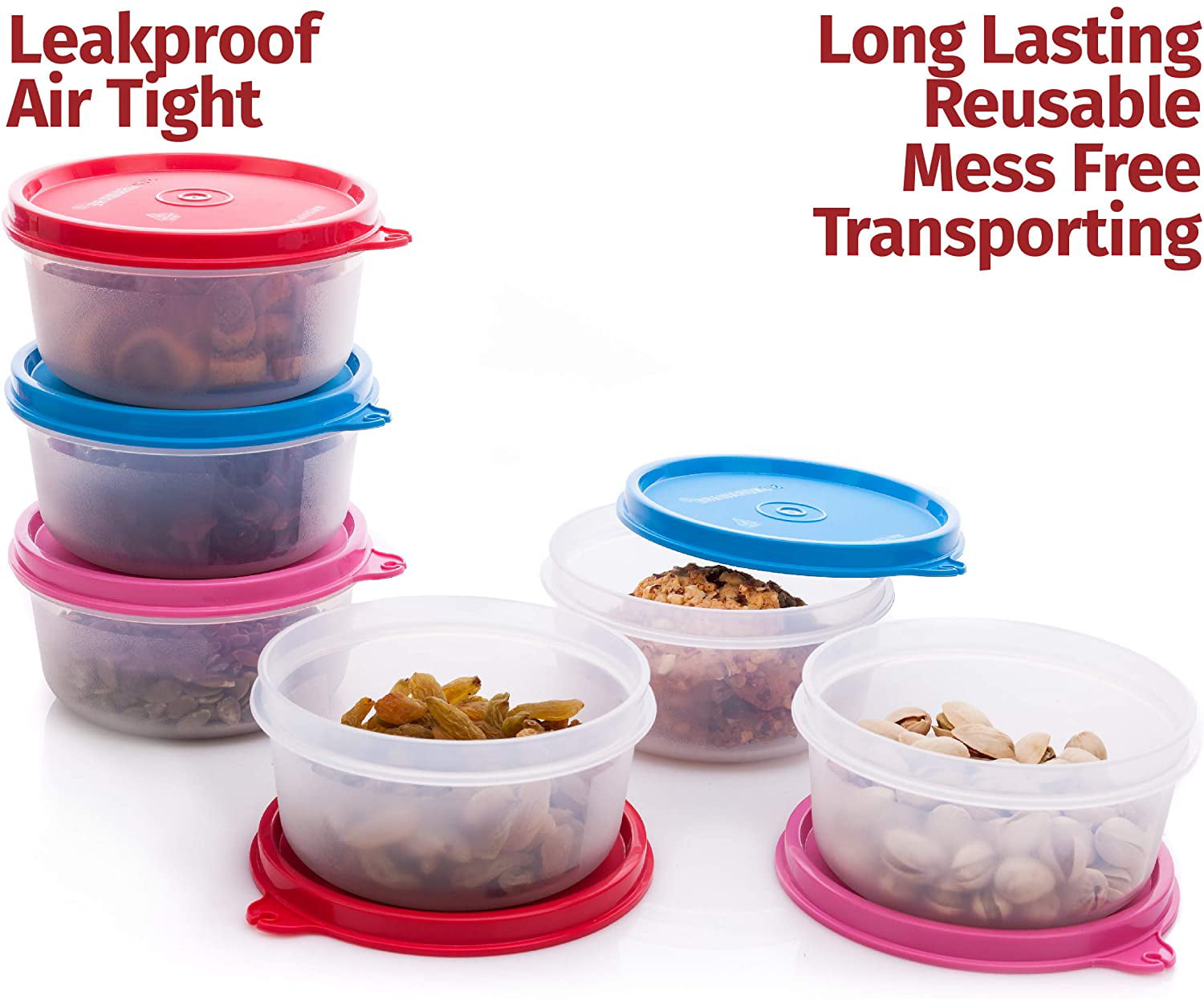 Signora Ware Reusable Airtight Food Prep Storage Containers with Lids, Set  of 6 1.3-oz
