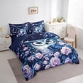 thumbnail image 3 of Manfei Jungle Owl Bed in a Bag Queen size, Romantic Pink Rose Bed Set, Dreamy Animal Reversible Bedding Queen Size, Breathable Bedroom Decorative, 7pcs, 3 of 6