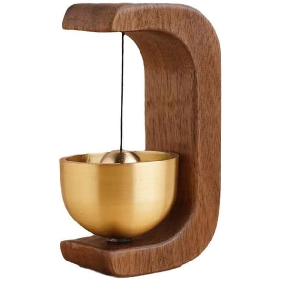 Wooden Entry Doorbells,Rustic Style Brass Bell Wind Chime,Magnetic Doorbell Chime,Hanging Door Bell Home Decor,Creative Entrance Door Bell,Outdoors Door Bell for Door Opening