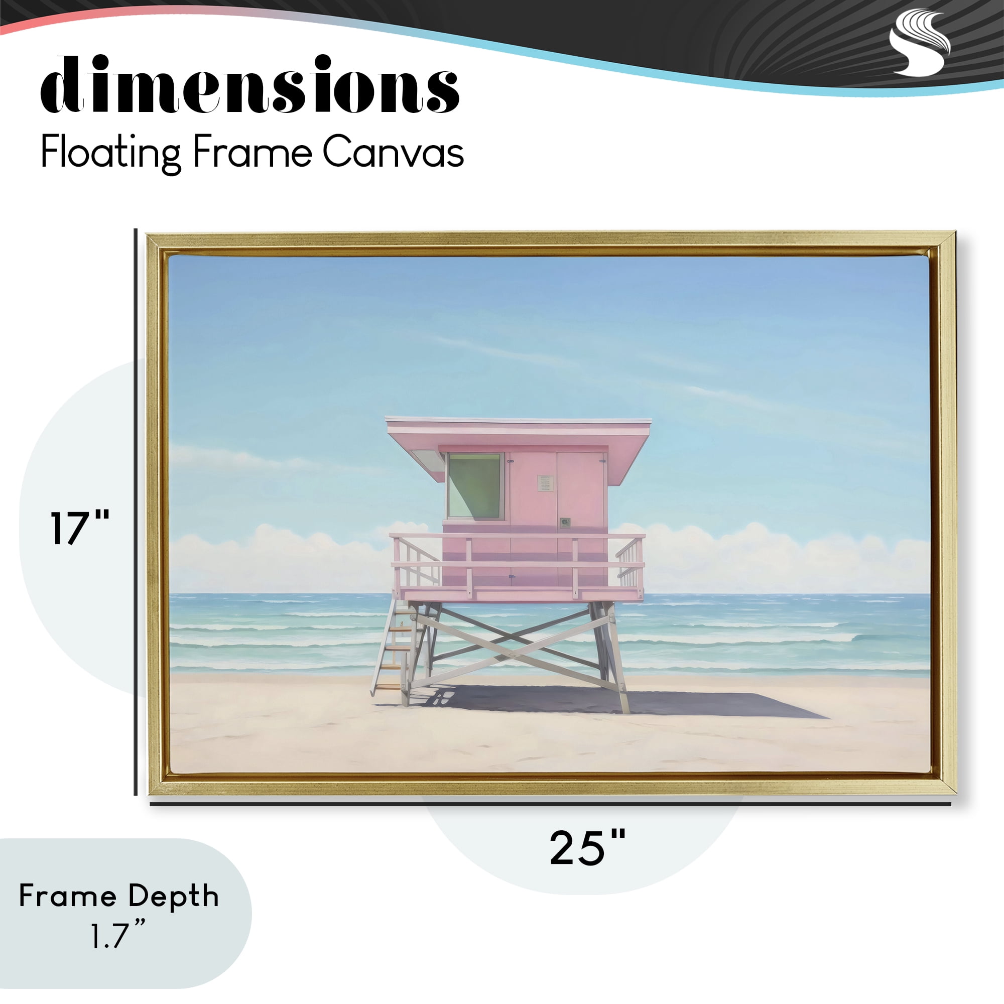 Stupell Industries Miami Beach Lifeguard Station Gold Framed Floater Canvas Wall Art, design by Creative Studio