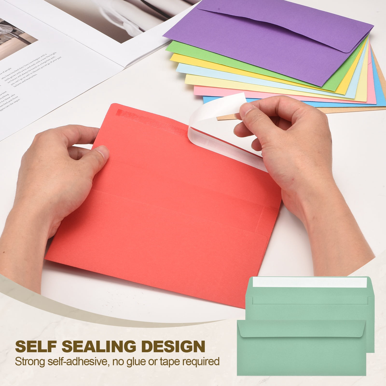 Uxcell 100 Pack Grass Green #10 Business Envelopes, Colored Self Seal Letter Size