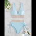 thumbnail image 3 of Bikini de 2 Piezas para Mujer, Traje de Baño de Cintura Alta con Cuello Halter y Cintura Alta, Color Azul , Talla L, 3 of 7