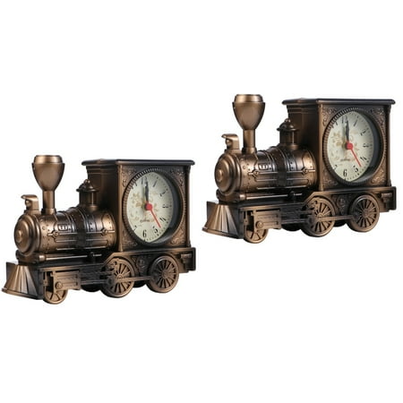 2 PCS Old Fashioned Alarm Clock Sunrise Train Model Decor Break-resistant Man