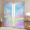 thumbnail image 2 of jejeloiu Multicolor Gradient Rainbow Blackout Curtains Set of 2 (52x84 Each),Galaxy Sky Clouds Window Curtains For Kids, 2 of 6