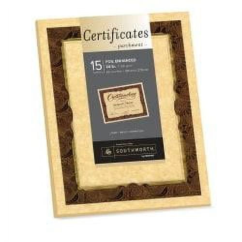 Southworth(R) Foil-Enhanced Parchment Certificates, 8 1/2in. x 11in., 24 Lb, Paisley, Ivory/Gold, Pack Of 15