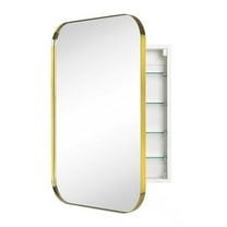TEHOME Gold Rectangle Medicine Cabinet, 22x30 inches, Recessed/Surface Mount, Stainless Steel