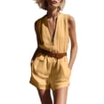 thumbnail image 3 of Sentmoon Womens Jumpsuits Casual Sleeveless Crew Neck Womens Rompers Dressy Solid Color with Zipper Regular Fit Women's Jumpsuits, Rompers & Overalls Summer for Going Out and Party S-3XL, 3 of 7