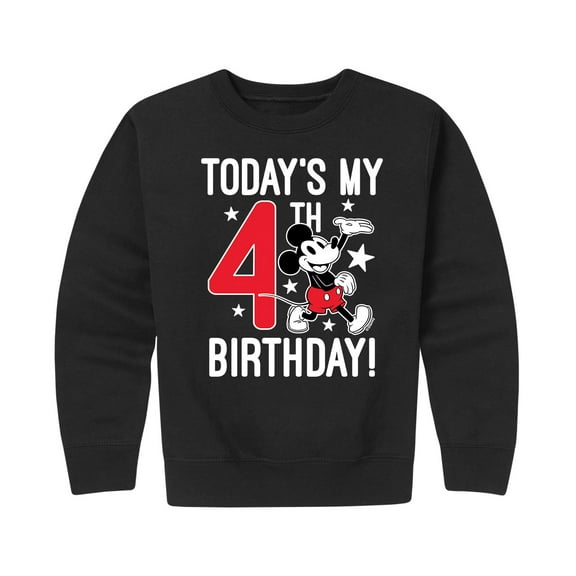 Mickey & Friends - Today's My 4th Birthday - Toddler And Youth Crewneck Fleece Sweatshirt