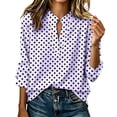 thumbnail image 3 of Tqcoqu Women's Polka Dot Stand Collar Half Placket Blouse Long Sleeve Loose Casual Office Long Shirt, 3 of 9