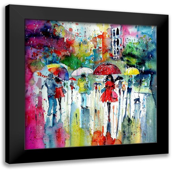 Kovacs, Anna Brigite 12x12 Black Modern Framed Museum Art Print Titled - Raining, raining