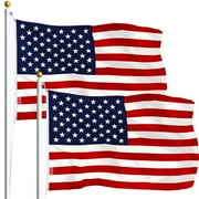 G128-(2pk) 3x5 Ft American US Flag Printed Polyester Stars Stripes United States with Brass Grommets