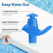 Swimming Earplugs , 3 Pairs, Silicone Comfortable Earbuds with Storage Case for Adults, Children Prevent Swimmer`s Ear(Blue-L)