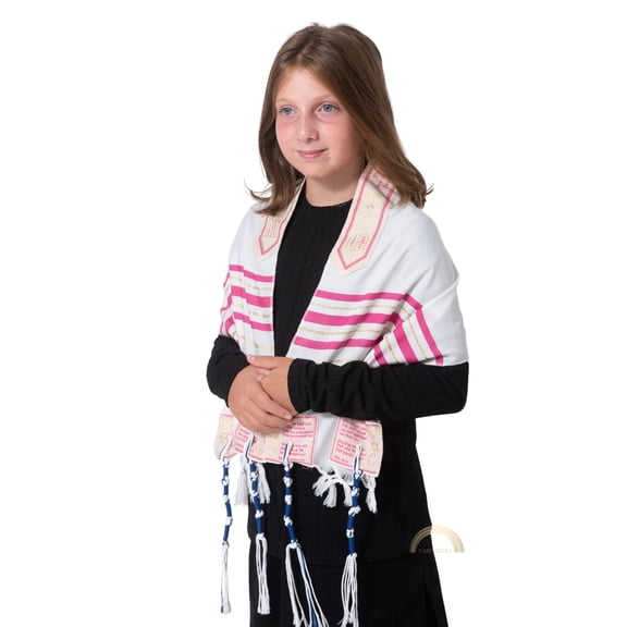 The Blessing Tallit Prayer Shawl for Children Christian – Small Tallit with Aaronic Blessing (Pink)