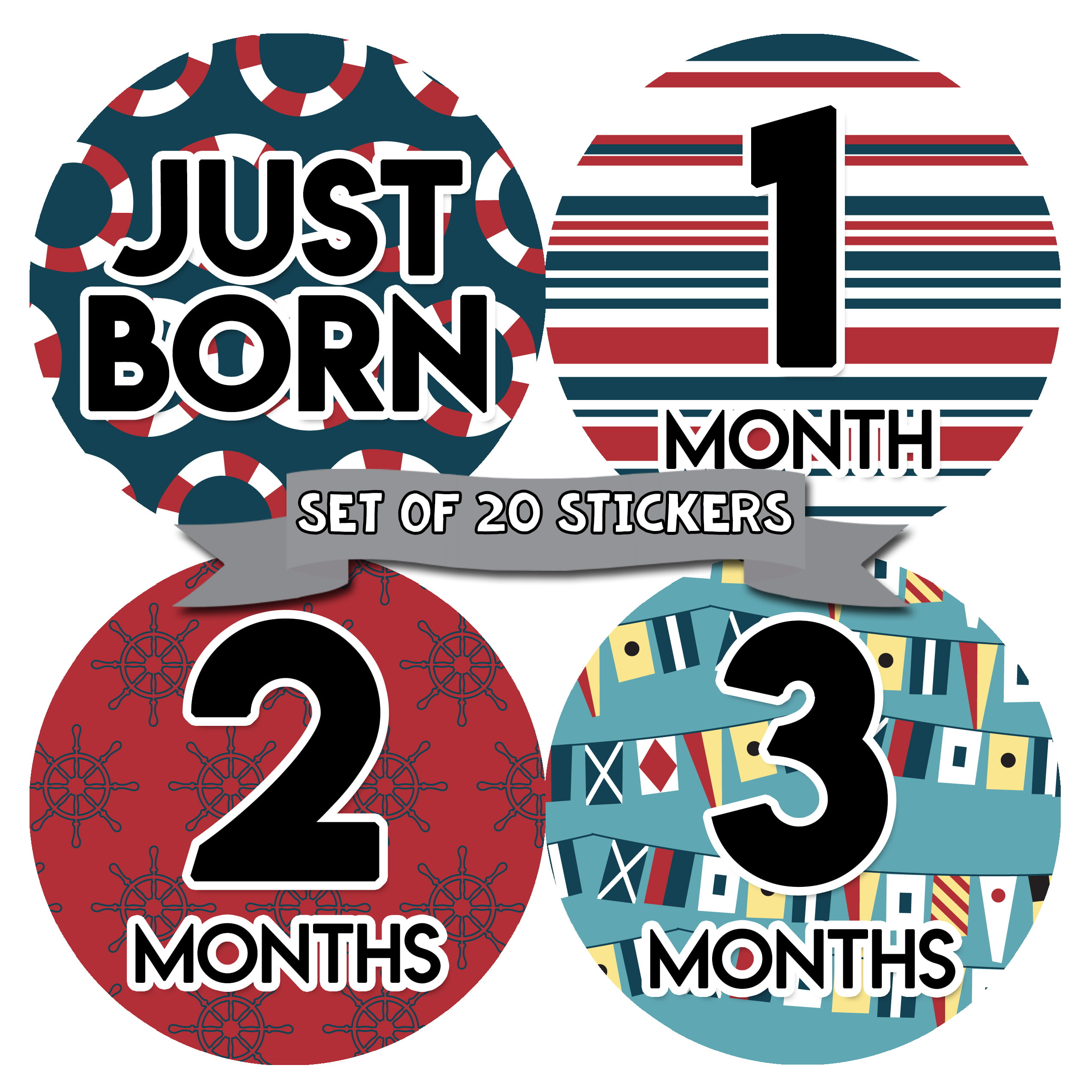 24-Pack 4 Inch Dinosaur Baby Stickers Babys First Year 12 Monthly Milestone Stickers Plus 12 Holiday and Special Occasion Stickers Baby Monthly Stickers 