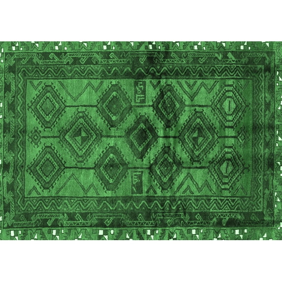 Ahgly Company Indoor Rectangle Persian Emerald Green Traditional Area Rugs, 5' x 8'
