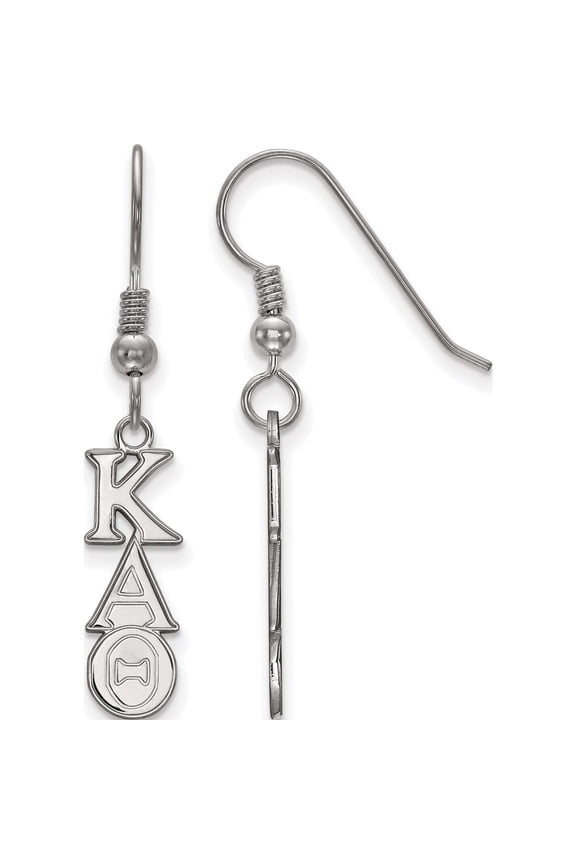 Sterling Silver Rh-Plated Logoart Kappa Alpha Theta Xs Dangle Earrings (38 X 7) Made In United States ss026kat
