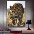 thumbnail image 3 of Mudket Framed Leopard Canvas Wall Art, Blue Eyes Cheetah Print Wall Decor, Safari Animal Pictures, Ready to Hang for Living Room Bedroom - 12"L x 8"W, 3 of 10
