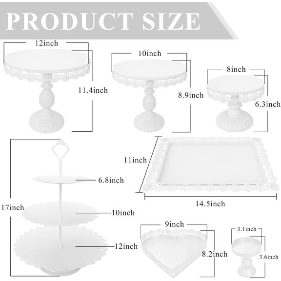 Set of 9 Metal Cake Stands with Multiple Styles for Dessert Display Tower