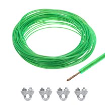 Uxcell 1/16 Green Vinyl Coated Wire Ropes 49ft Galvanized Steel with 4PCS M3 Loop Sleeves