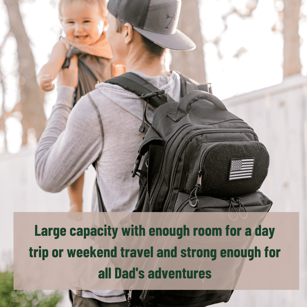 PKB Dad Diaper Bag | Military Diaper Backpack | Large Diaper Bag | Mens Diaper Bag | Baby Travel Gear | Diaper Bag Backpack With Portable Diaper Changing Pad | New Dad Gifts For Men